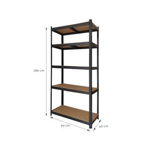 Picture 3 of Stellingkast BRASQ 5 borden 90x40x180cm SU175 max 875 KG zwart