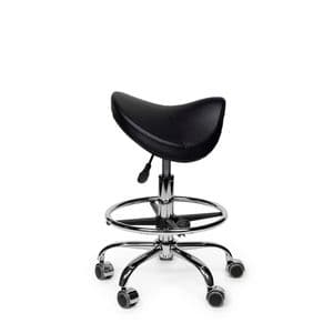 Picture 2 of Zadelkruk Office Premium laag met voetring harde wielen zw
