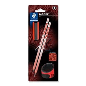 Picture 1 of Potlood Staedtler Norix HB blister à 2 stuks zwart-koraal