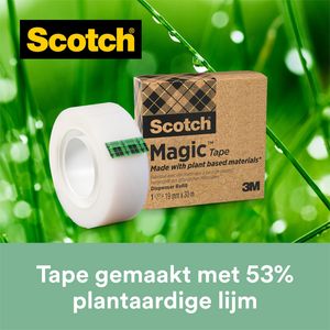 Picture 4 of Plakband Scotch Magic 810 19mmx33m transparant 14 rollen + plakbandhouder zwart