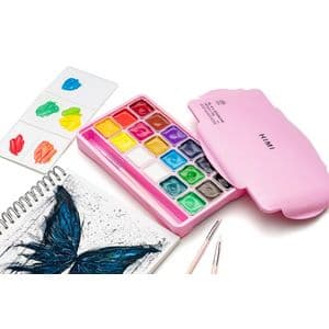 Picture 8 of Gouache HIMI 18 kleuren 30gr opbergbox roze