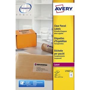 Picture 1 of Etiket Avery L7565-25 99.1x67.7mm transparant 200 stuks