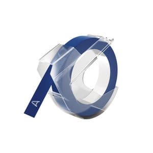 Picture 1 of Reliëftape Dymo embossing vinyl 9mm wit op blauw