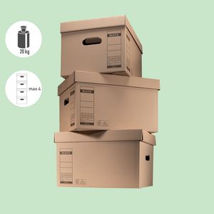 Picture 1 of Archief- en transportdoos met deksel Leitz Premium 335x280x440mm natuurbruin