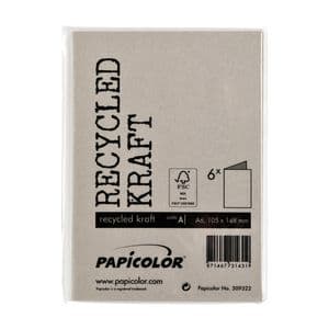 Picture 3 of Correspondentiekaart Papicolor dubbel 105x148mm kraft grijs pak à 6 stuks