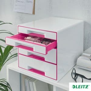 Picture 1 of Ladenblok Leitz WOW 4 laden wit/roze