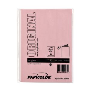 Picture 3 of Correspondentiekaart Papicolor dubbel 105x148mm babyroze pak à 6 stuks