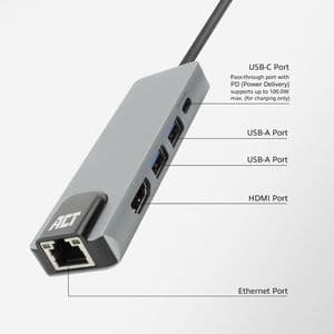 Picture 3 of Dockingstation ACT USB-C 4K voor 1 HDMI monitor