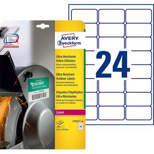 Picture 2 of Etiket Avery Zweckform L7912-10 63.5x33.9mm polyethyleen wit 240stuks