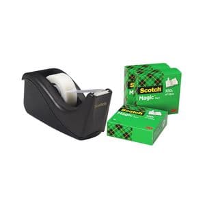 Picture 1 of Plakbandhouder Scotch C60 zwart + 4 rollen Magic tape 19mmx33m 5 stuks