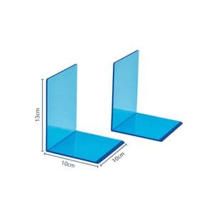 Picture 2 of Boekensteun MAUL 10x10x13cm acryl set 2 neon blauw transparant