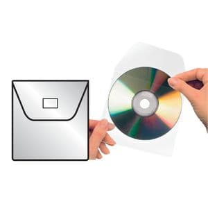 Picture 2 of Cd/dvd hoes Djois 127x127mm met klep zelfklevend transparant 10 stuks