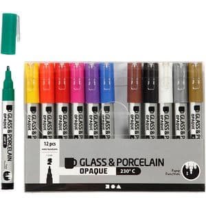 Picture 1 of Glas- & Porseleinstiften Creativ Company 1-2mm set à 12 kleuren