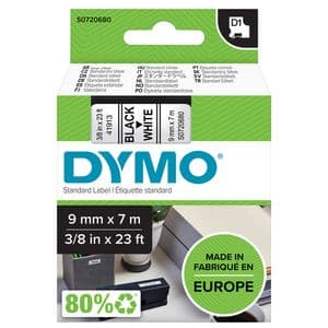 Picture 1 of Labeltape Dymo LabelManager D1 polyester 9mm zwart op wit