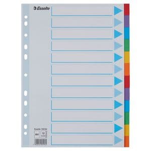 Picture 4 of Tabbladen Esselte Standaard A4 12-delig karton 11-rings met voorblad assorti