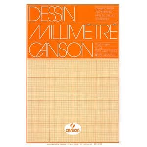 Picture 1 of Millimeterpapier Canson bruingeel bedrukt 50vel 72gr A3 wit