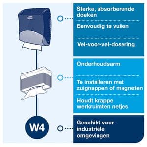 Picture 6 of Reinigingsdoekdispenser Tork W4 Performance gevouwen rood 654008
