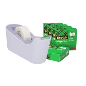 Picture 1 of Plakbandhouder Scotch C18 lavendel + 6 rollen magic tape 19mmx33m