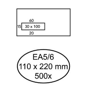 Picture 3 of Envelop Quantore 110x220mm venster 3x10cm links 500 stuks