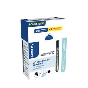 Picture 1 of Permanent marker PILOT 400 schuin breed zwart 15+5 gratis