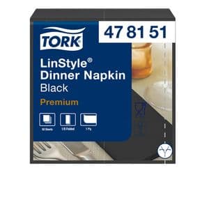 Picture 1 of Dinerservet Tork Linstyle Premium 1/8 vouw 1-laags 390x390mm 50 vel zwart 478151