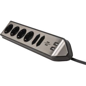 Picture 2 of Stekkerdoos Brennenstuhl bureau Estilo 6vdig incl 2 USB 2m zw/zilver