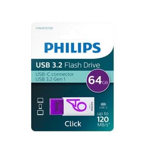 Picture 1 of USB stick 3.2 Philips Click USB-C 64GB paars