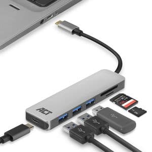 Picture 3 of Hub ACT USB-C 3.0, 3x USB-A cardreader PD p-through
