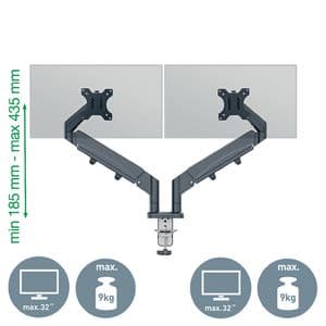 Picture 2 of Monitorarm Leitz Ergo ruimtebesparend dubbel donkergrijs