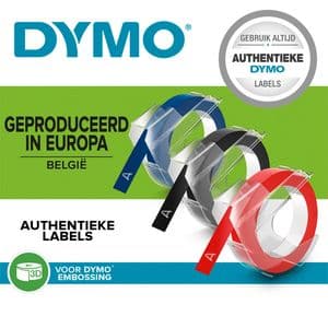 Picture 3 of Reliëftape Dymo embossing vinyl 9mm assorti 3 stuks