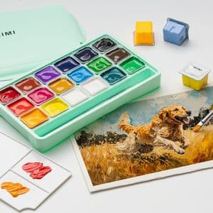Picture 2 of Gouache HIMI 18 kleuren 30gr opbergbox groen