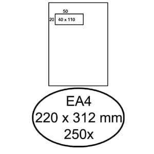 Picture 2 of Envelop Hermes akte EA4 220x312mm venster links 4x11cm zelfklevend wit doos à 250 stuks