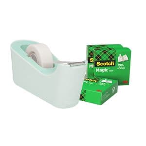 Picture 1 of Plakbandhouder Scotch C18 mint + 4 rollen magic tape 19mmx33m