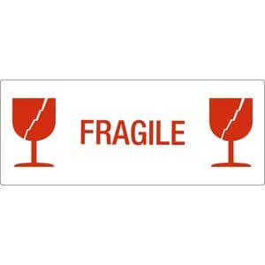 Picture 1 of Waarschuwingsetiket IEZZY glas fragile 150mmx60mm 500 stuks