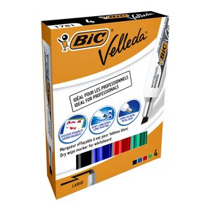 Picture 1 of Viltstift Bic Velleda 1781 whiteboard schuin large assorti 4 stuks