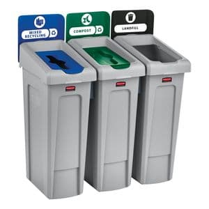Picture 3 of Afvalbak Rubbermaid Slim Jim Recyclestation starterset 87 liter grijs