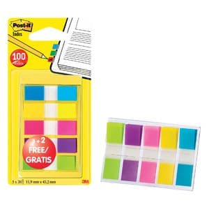 Picture 1 of Indextabs Post-it 6835 11.9x43.1mm 3+2 gratis assorti 100 tabs