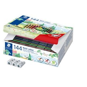 Picture 1 of Kleurpotloden Staedtler Noris classpack à 144 stuks 12 kleuren + 3 puntenslijpers gratis
