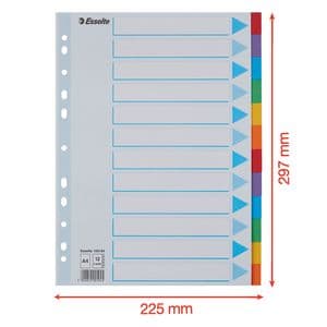 Picture 3 of Tabbladen Esselte Standaard A4 12-delig karton 11-rings met voorblad assorti