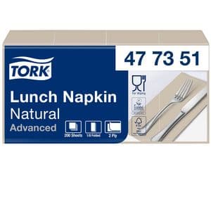 Picture 1 of Lunchservet Tork Advanced 1/8 vouw 2-laags 328x325mm 200 vel naturel 477351