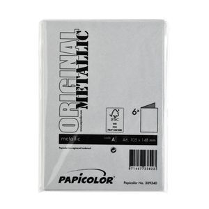 Picture 3 of Correspondentiekaart Papicolor dubbel 105x148mm metallic zilver pak à 6 stuks