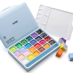 Picture 4 of Gouache HIMI 24 kleuren 30gr opbergbox ice blue