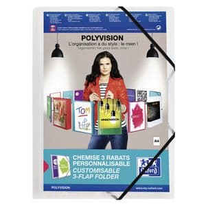 Picture 1 of Elastomap Oxford Polyvision A4 met insteektas 3 kleppen PP transparant