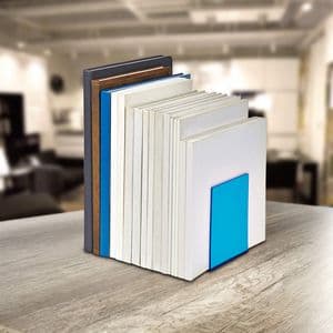 Picture 6 of Boekensteun MAUL 10x10x13cm acryl set 2 neon blauw transparant