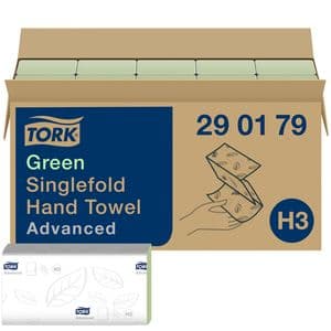 Picture 1 of Handdoek Tork H3 Advanced singlefold 2-laags 248x230mm 15x250 vel groen 290179