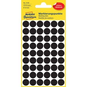 Picture 1 of Etiket Avery 3140 rond 12mm zwart 270 stuks