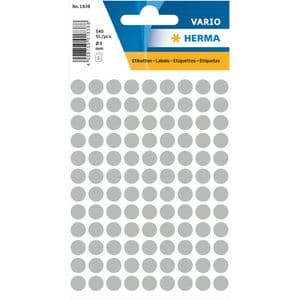 Picture 1 of Etiket HERMA 1838 rond 8mm grijs 540 stuks
