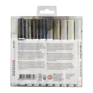 Picture 4 of Brushpen Talens Ecoline set à 10 stuks grijs
