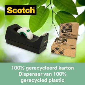 Picture 4 of Plakbandhouder Scotch C38 recycled zwart + 3rol magic tape 900 19mmx33m