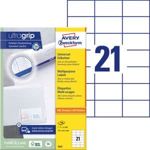 Picture 2 of Etiket Avery 3652 70x42.3mm wit 2100 stuks